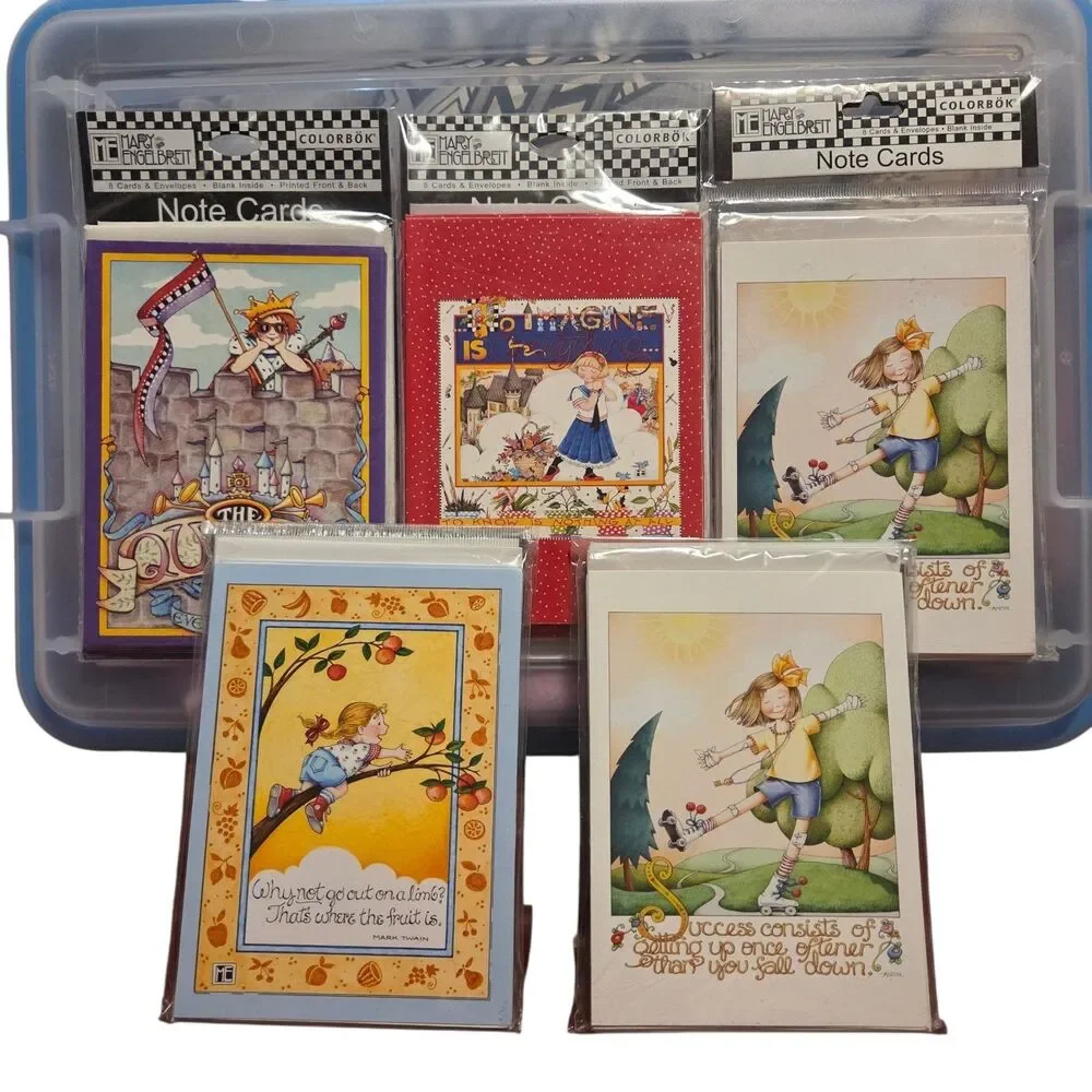 Lot of 5 Mary Engelbreit Vintage ColorBök Note Cards Blanks Envelopes New